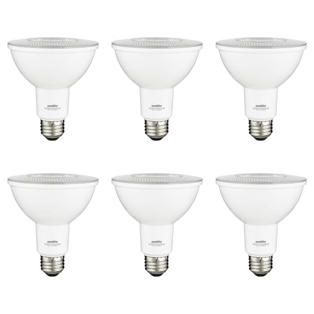 Sunlite LED PAR30 Long Neck Recessed Light Bulb, 9W 75W EQ E26 Base Dimmable ETL Energy Star 3000K, 6PK 41594-NS